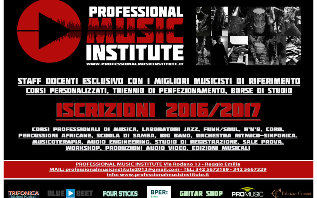 PMI – Professional Music Institute – Nuovo anno accademico 2016/2017